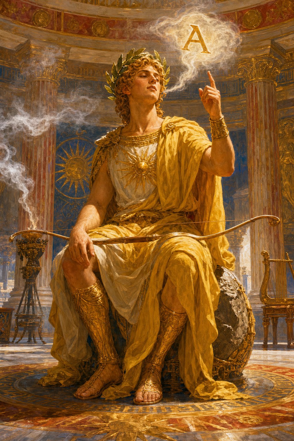 Apollo, prophecy, music, healing, archery, and the sun's light