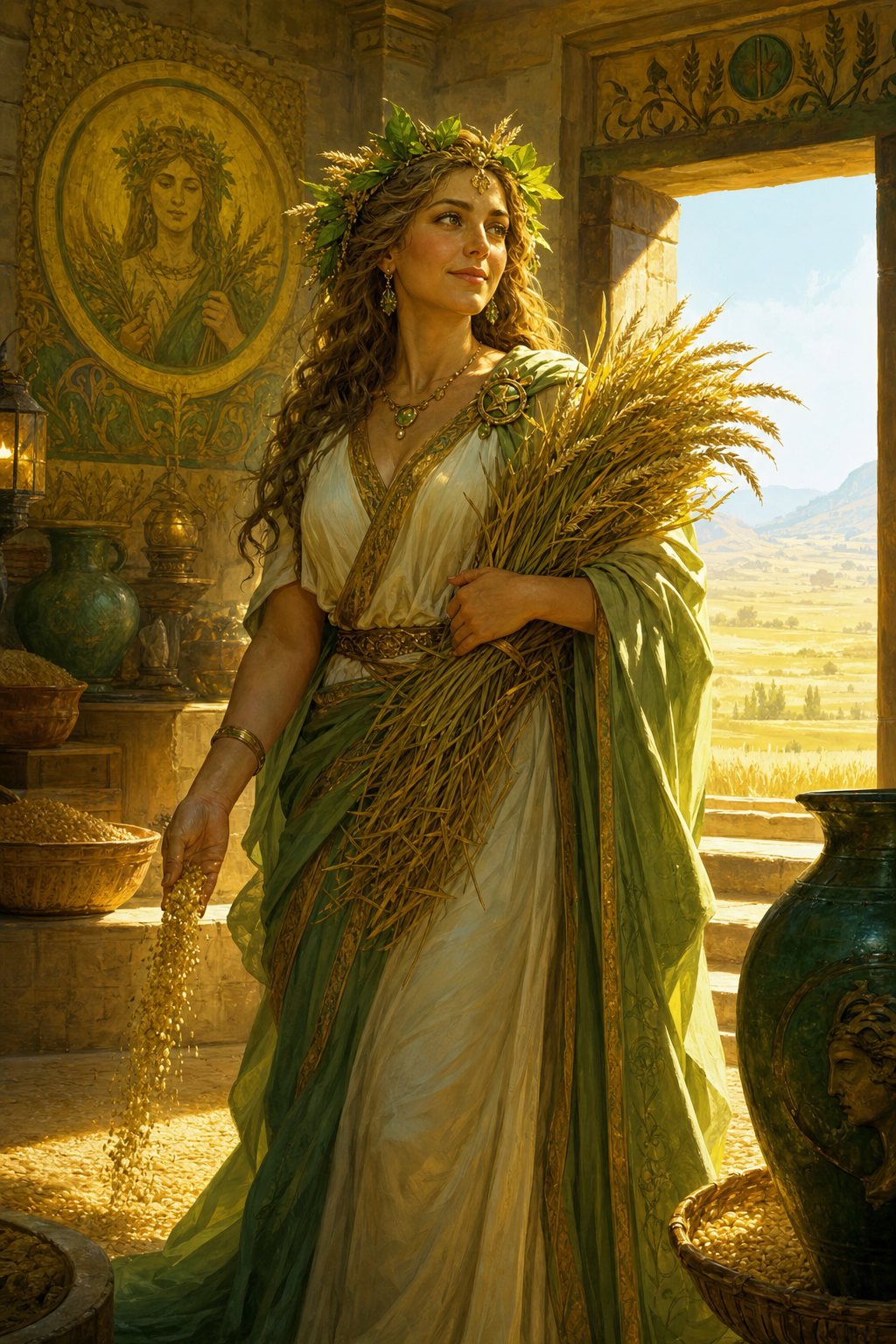 Demeter, the harvest, agriculture, and the fertility of the earth