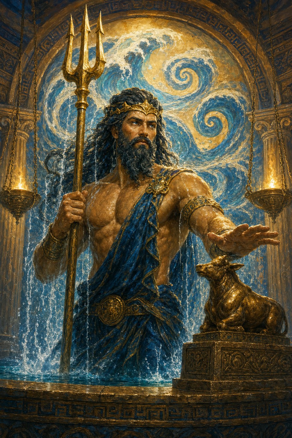 Poseidon, the sea, earthquakes, storms, and horses