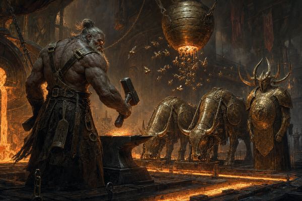 Illustration: Final Encounter 15 — The One-Eyed Smith and His Bronze Herd